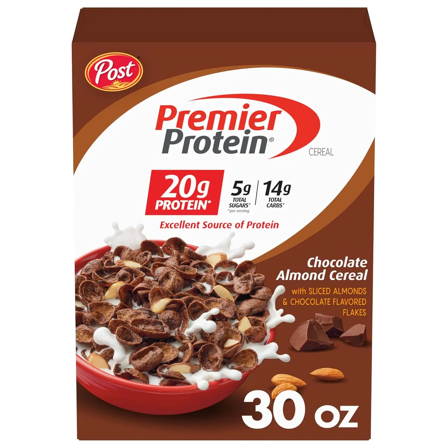 Premier Protein Chocolate Almond Protein Cereal, 30 oz Box