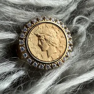 American Eagle Coin Ring, Liberty-Inspired Medallion Fashion Ring,  Coin Size 16mm, Coin Bezel Ring