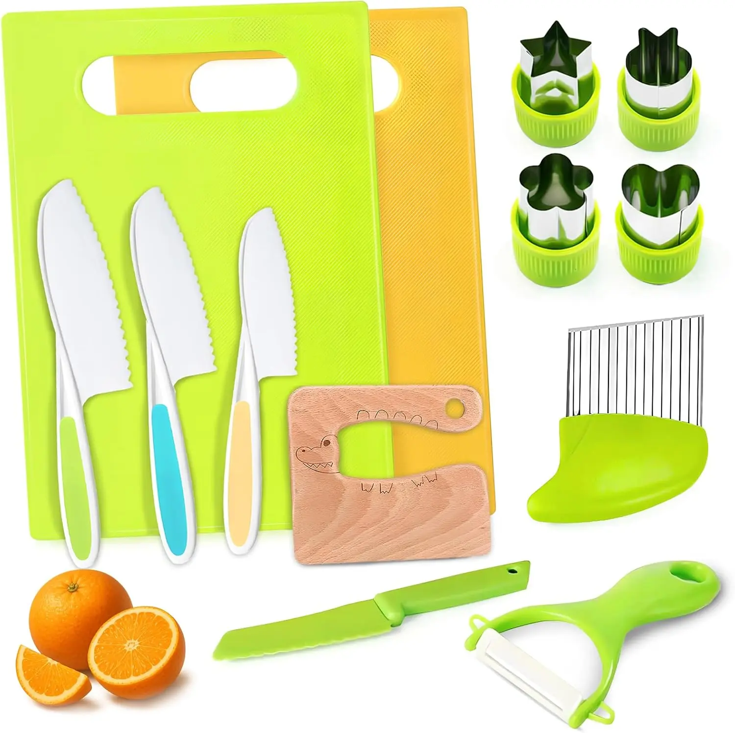 13PCS Toddler Knife Set Kids Knifes for Real Cooking Montessori Toy Safe Kitchen Knife Set for Toddler Cutting Board Gift for 3-12 Year Old Girl Boy
