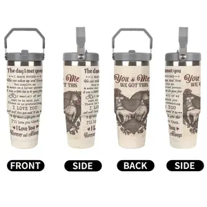 Portable Stainless Steel Vacuum Insulated Travel Mug, 30oz Double Wall Thermal Cup with Lid, Perfect Gift for Valentine's Day, Christmas, Halloween,for wife ,for husband