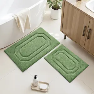 Bathroom Rugs Sets 2 count, Extra Soft and Absorbent Microfiber Plush Bath Mat with Non Slip Backing(Sage Green)