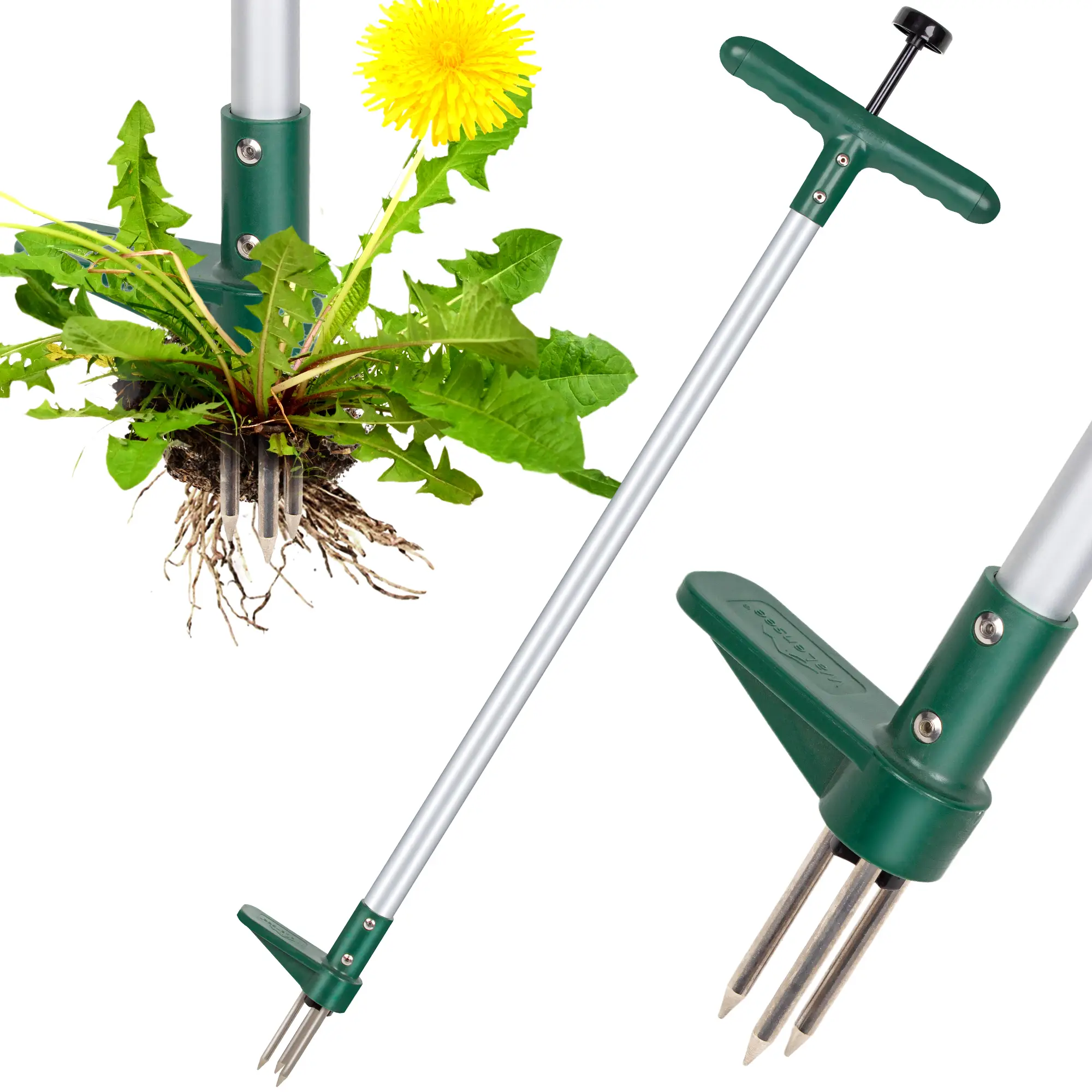 Walensee Weeder Tool, Stand Up Weeder Puller with Long Handle and 3 Claws, Hand Grass Hound for Dandelion, Standup Root Puller and Picker, Grabber (1