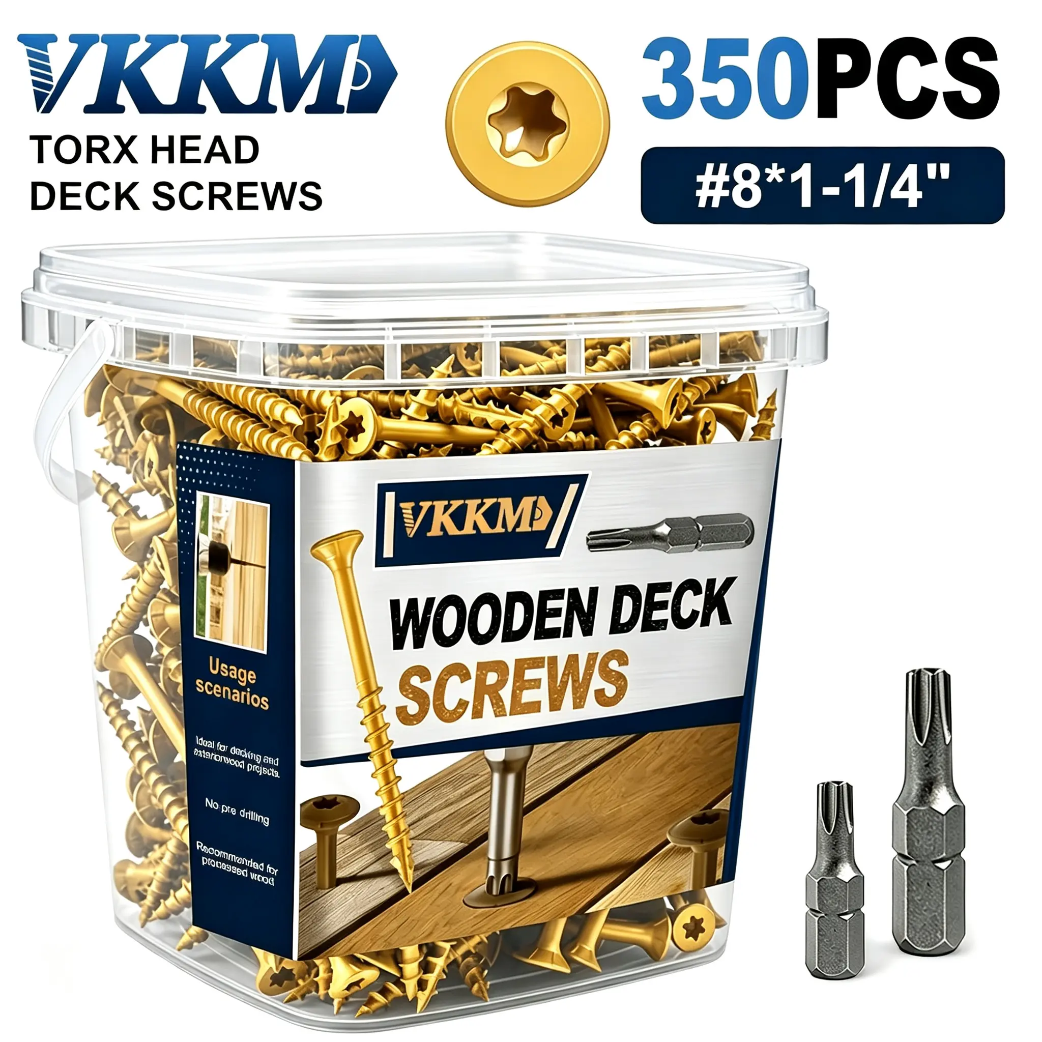 VKKM #8 * 1-1/4 "350 pieces of cross groove countersunk wood screws, carbon steel self tapping fasteners, multiple sizes and packaging options, including T25 screwdriver head, suitable for DIY furniture repair