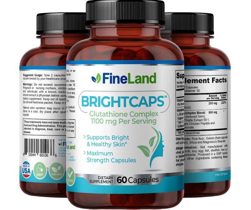 FineLand Brightcaps Glutathione Complex 1100 mg Per Serving, Supports Bright & Healthy Skin, Maximum Strength Capsules gummy  hair Healthcare Fitness