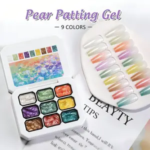 9 Color Pearl Glitter Nail Gel Set, High Saturation Glossy Nail Art Kit, Fashion LED Nail Polish Gift for girls