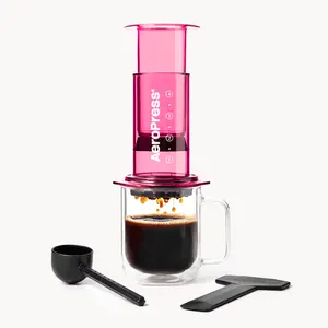 AeroPress Clear Coffee Press - All-in-One French Press, Pour-Over & Espresso Style Manual Brewer, 2 Min Brew for Less Bitterness, More Flavor, Small Portable Coffee Maker, Travel & Camping