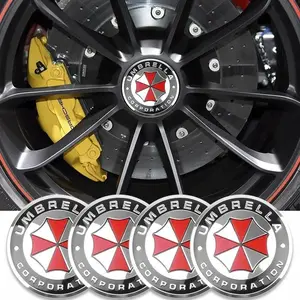 4pcs 56mm 3D Umbrella Corporation Emblem Car Wheel Center Hub Cap Rim Sticker Decals For Toyota Peugeot Suzuki Citroen Skoda Sticker For Cars