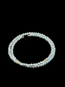 Blue Topaz & Stainless Memory Wire Bracelet