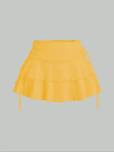 Women's Plain Tie Side Skirt, Casual Fashion Short Skirt for Daily Wear, Ladies Bottoms for All Seasons