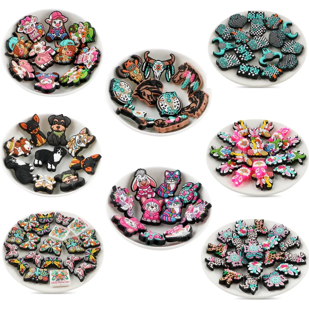 10PCS New Animal-Themed Silicone Focal Beads: Cow, Horse, Dog, Butterfly, Rabbit. Perfect for crafting fun DIY beaded pens, bracelets, backpack charms, and other handmade crafts. Beads Charms Accessories