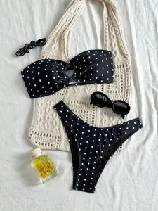 Women's Polka Dot Bikini Set, Sexy Two-Piece Swimwear for Beach Vacations, Stylish and Slim Fit Holiday Swimwear, Bikini Swimsuits