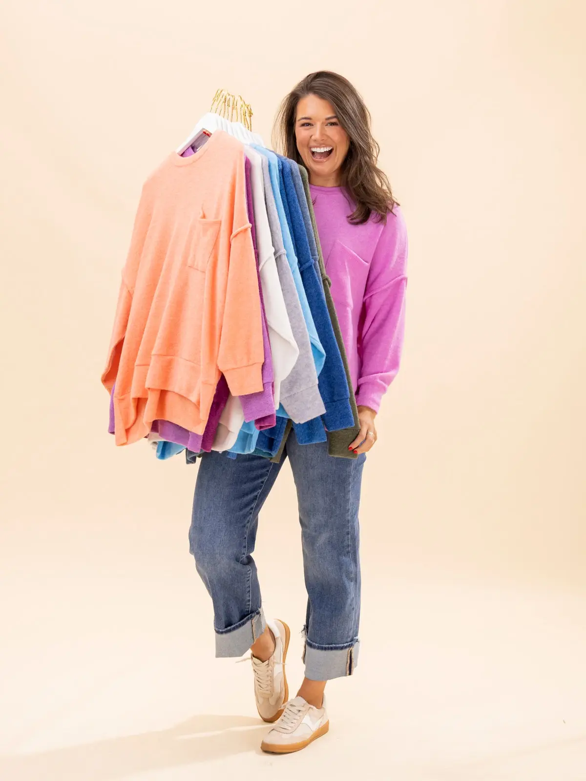 Zenana Luxe Hacci Relax Fit Drop Shoulder Sweater w/ Pocket | S/M - 2X/3X