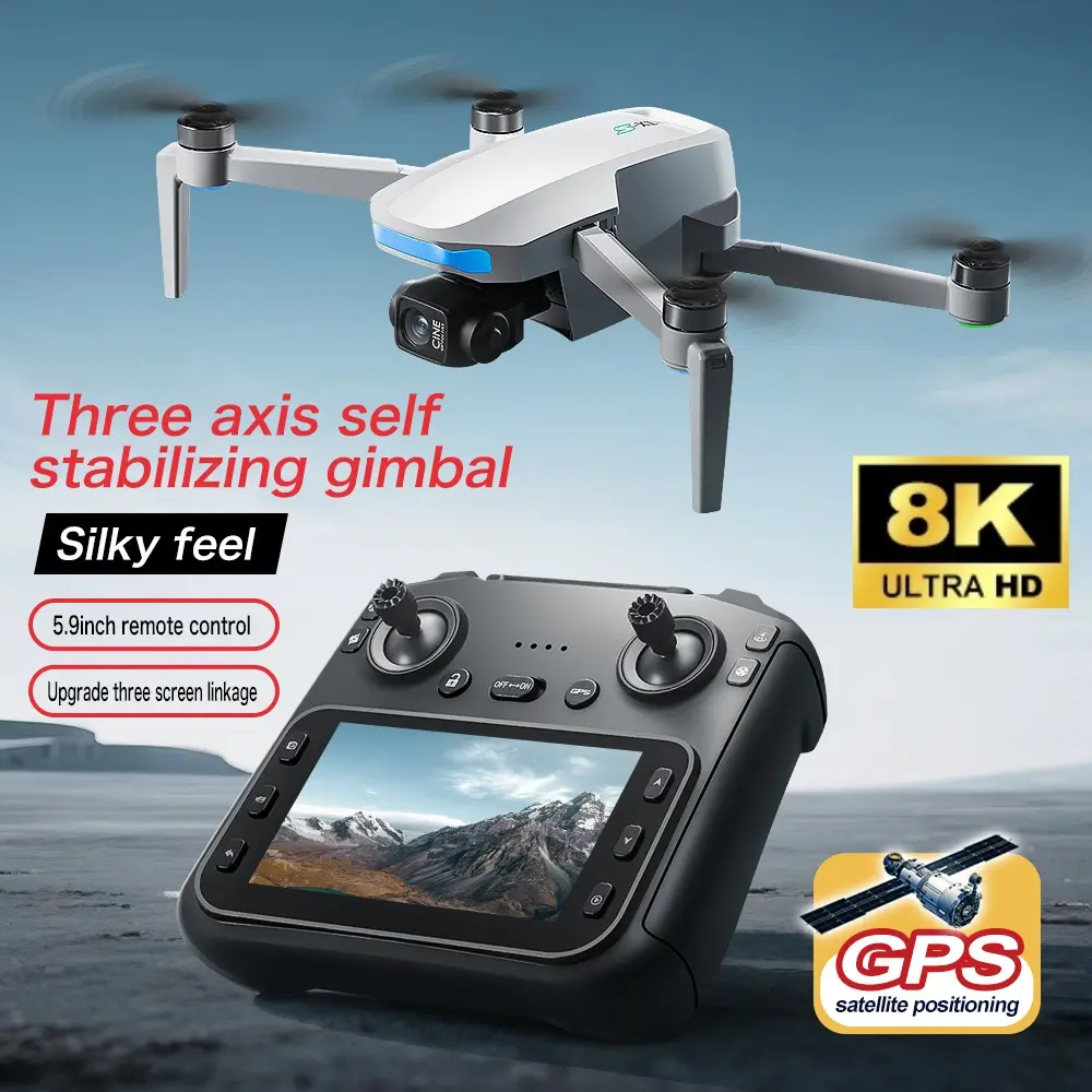 2026（S-X1）3-Axis GimbalStock Up DealsGPS LED RC Drone for Beginners, 1080P Camera,4.5" LCD Controller, 5GHz FPV Real-Time View,GPS Auto Return, Follow Me, Up to 32G SD CardSupport, <239g Long Flight Time Silicon Lithiumlon Battery Device Ptz, Work, 4.5"Lc
