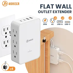 HONIZER Wall Outlet Extender, 10 in 1 Side Outlet Adapter, 20W PD USB C, Surge Protector for Home Improvement,Tight Spaces Behind Couches, Beds & Desks Modern Socket