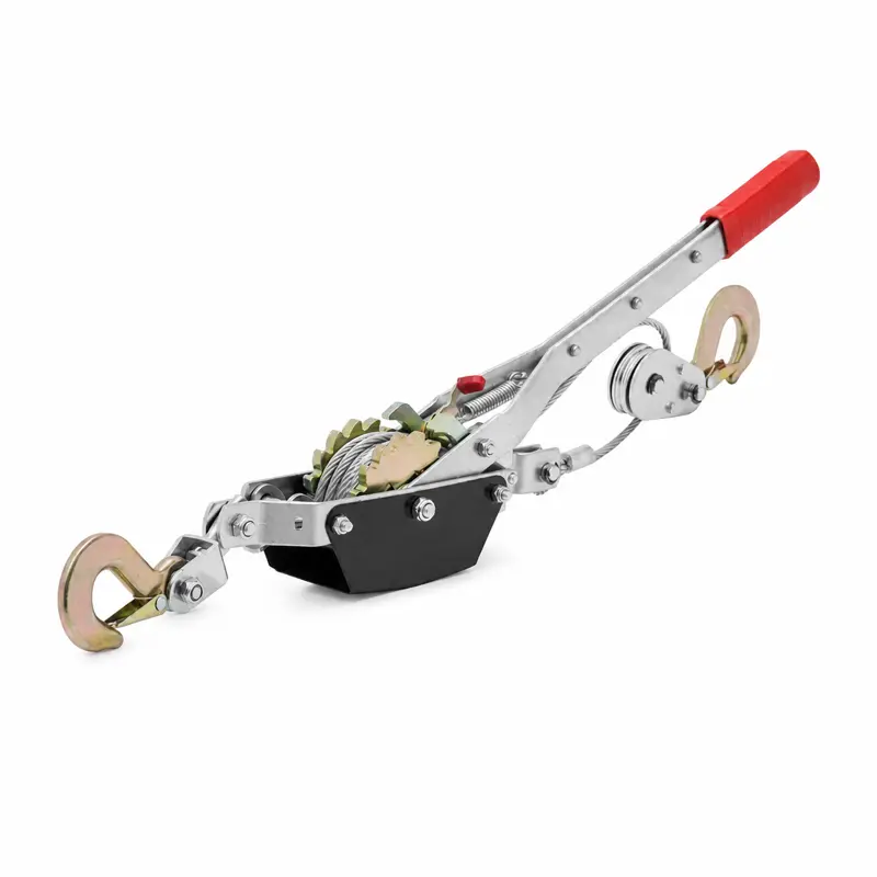 Heavy Duty Manual Cable Winch Puller, 2-T Capacity, with Dual Hooks for Car Towing