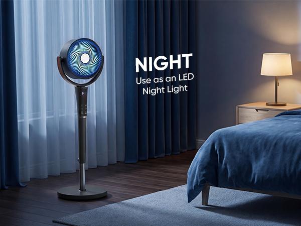 Bedroom Pedestal Fan, Quiet 20dB DC Air Circulator, 15 Speeds 5 Modes, 120° Oscillation, 12H Timer, 1050CFM Airflow, 37-45" Adjustable Height, LED Light, Standing Fan with Remote
