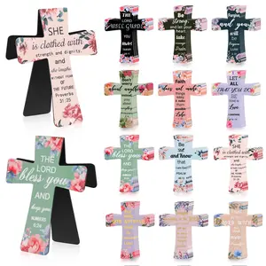 48 Pcs Magnetic Bookmarks Christian Cross Magnetic Page Markers Religious Bible Verses Bookmarks for Mother's Day Women Student Student School Church Bible Study Group