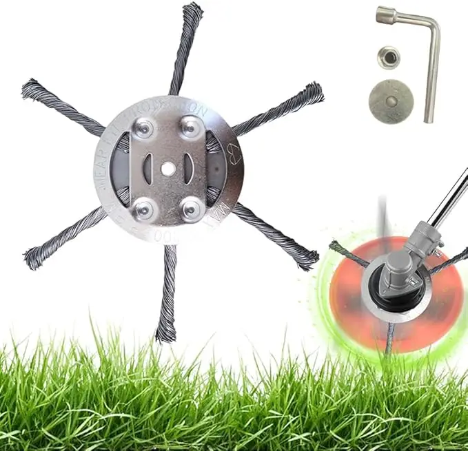 6 inch Steel Wire Rotary Brush Cutter Trimmer Head,(Bore 0.2inch/5mm)Weed Wacker Replacement Heads, Wired Trimmer Head Replacement for Electric Batter