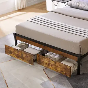 [SOIYELIFE] Underbed Storage Drawer (Set of 2) - MDF + Metal Frame with Rollers, Available in Full/Queen/King Sizes