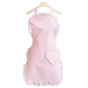 Stylish Men's Apron With Back Strap, Bowknot And Roll Hem, Home Kitchen, Cooking, Baking Waterproof Pink