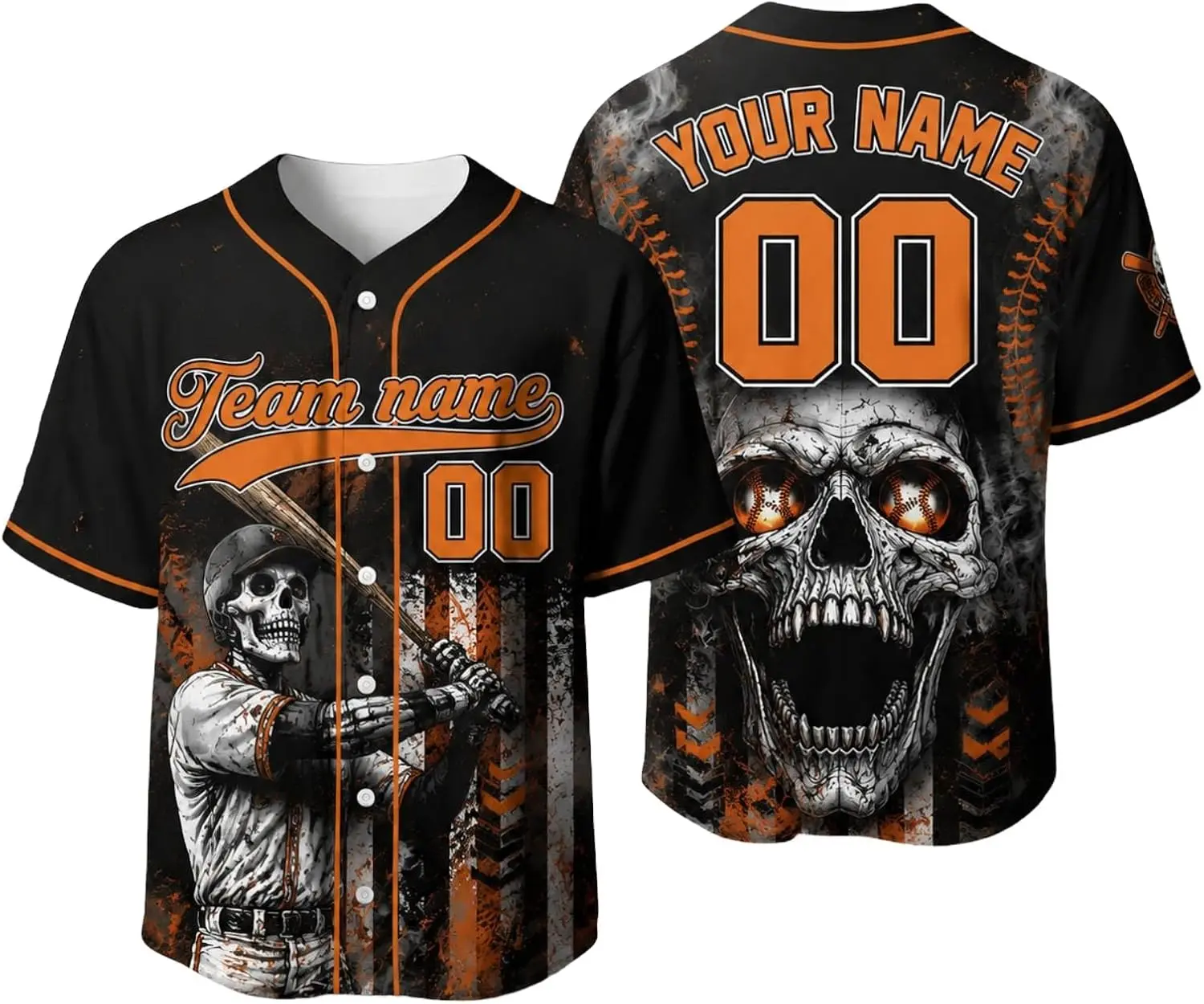 Halloween Custom Baseball Jersey - Sporty Chic, Regular Fit, Breathable Dry, All Seasons Professional Sports Uniform for Men, Kids with Custom Name & Number Logo (2026 Horror Themed), Custom Name Num