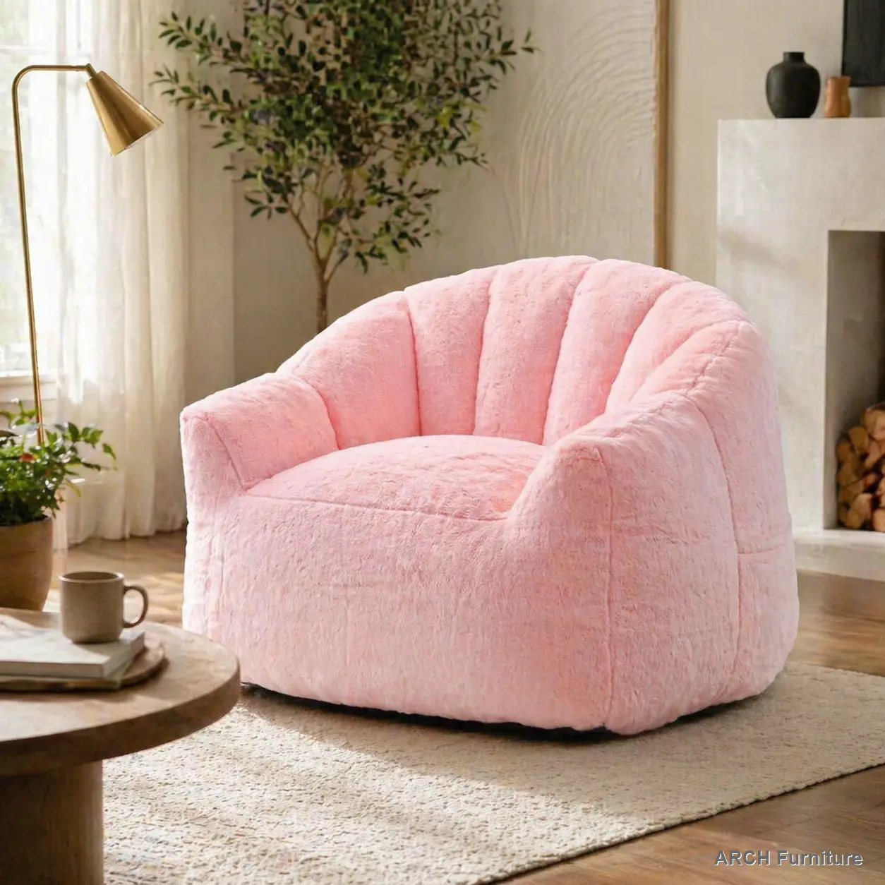 High-Density Foam-Filled Large Bean Bag Chair with Armrests, Lazy Comfy Indoor Adult Sofa for Living Room & Bedroom Reading
