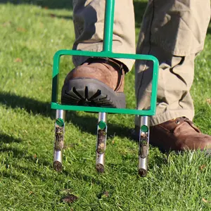 Landzie Hollow Tine Lawn Aerator Tool - 42 Inch Core Aerator and Grass Aeration Tool for Lawn - Stainless Steel Manual Lawn Aerator Plug Aerator and Yard Aerator Lawn Tool for Soil Compaction