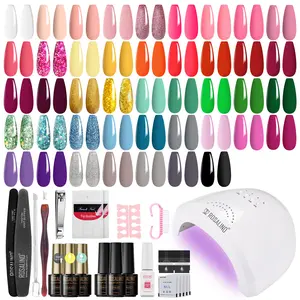 ROSALIND 43Colors Gel Nail Polish Kit with 48W UV LED Nail Lamp Gel Polish Set with Base Coat Glossy Matt Top Coat Gel Varnishes Manicure Tool All-in-One Set for All Season