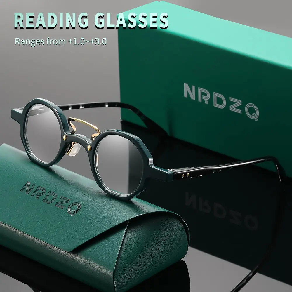 NRDZQ Vintage Round Frame Reading Glasses, 100-300 Degrees, Unisex, Multiple Colors, Business Use, Gift Box Included, Reading Eyeglasses, Reading Eyewear