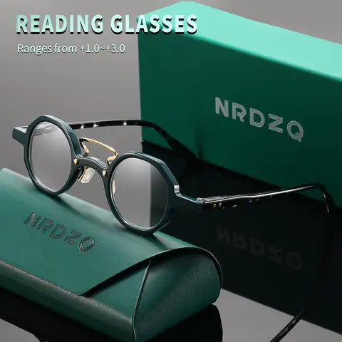 NRDZQ Vintage Round Frame Reading Glasses, 100-300 Degrees, Unisex, Multiple Colors, Business Use, Gift Box Included, Reading Eyeglasses, Reading Eyewear