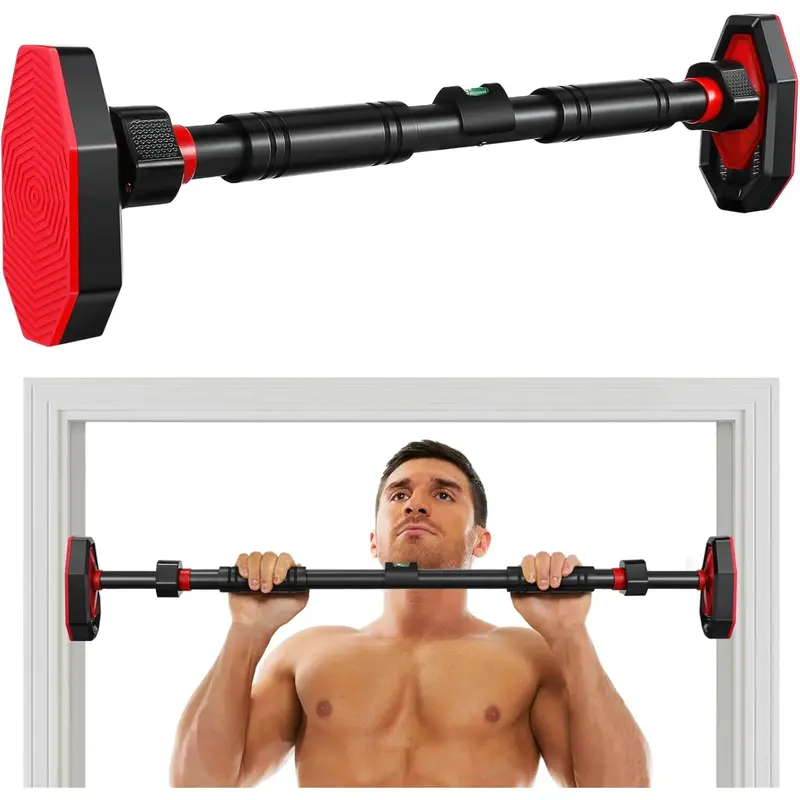 Heavy-Duty Steel Pull-Up Bar, Adjustable No-Drill Door-Mount Exercise Equipment with Anti-Slip Grip, Fall-Proof Base, Portable Home Workout Equipment for Fitness Enthusiasts, Small Spaces Indoor Use