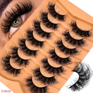 7 Pairs Russian Curl Eyelash Extensions, Cat Eye Style, Soft Fiber Material, Natural Look D Curl Voluminous Dramatic Fake Lashes, Longer Looking Eyelashes