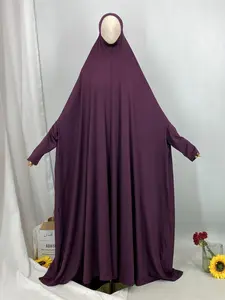 Women's Solid Color Hooded Abaya, Modest Long Sleeve Round Neck Long Dress for Daily Wear, Ladies Islamic Clothing for All Seasons