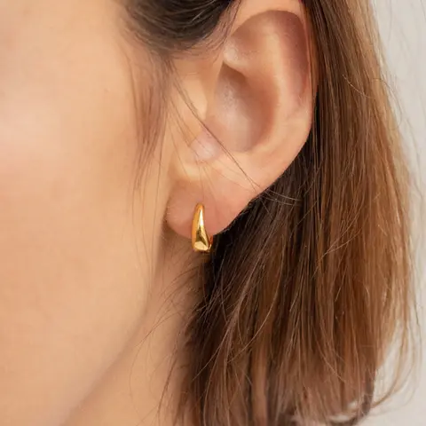 Lucy Hinged Huggies by Caitlyn Minimalist - Dainty Gold Plated Huggie Hoop Earrings - Minimalist Jewelry for Women - Christmas Stocking Stuffers