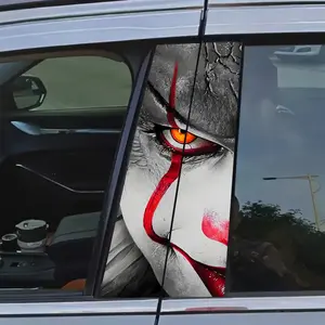 2024[JIT]2pcs Of Horror Monster B-Pillar Car Sticker, Durable Vinyl, Semi-Matte, Easy to Attach, No Glue Marks, Scratch Resistant And Waterproof, Self-Adhesive, Single Use, Suitable for Plastic, Glass And Metal Surfaces, Auto Parts2025