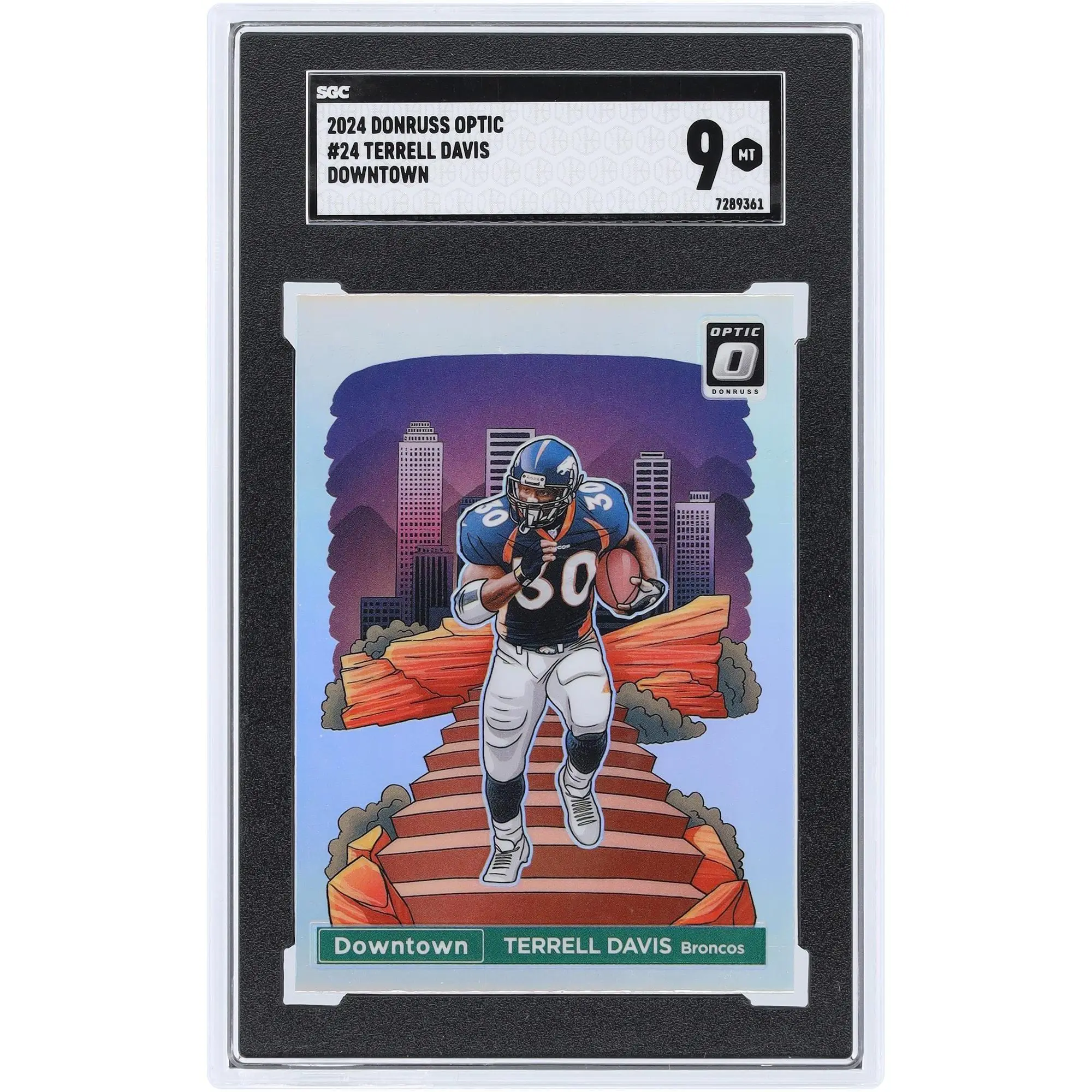 Terrell Davis Denver Broncos 2024 Panini Donruss Optic Downtown #24 SGC Authenticated 9 Card