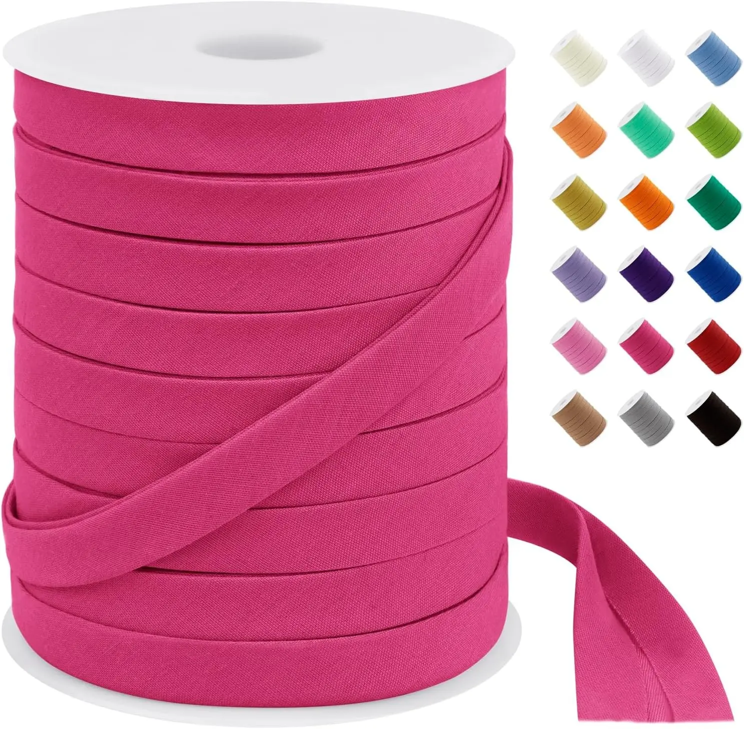 Rose Red Bias Tape Double Fold 1/2 Inch x 55 Yards, Polyester Fabric Seam Binding Tape for Sewing, Seaming, Hemming, Piping, Quilting, Upholstery Trim