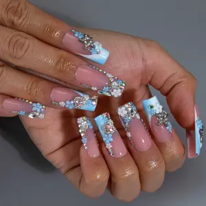 Lovful | NEW DROP Collection Handmade Acrylic Press On Nails | 10PCS Reusable | Salon Quality 3D Flower Rhinestones #DealsForYouDays