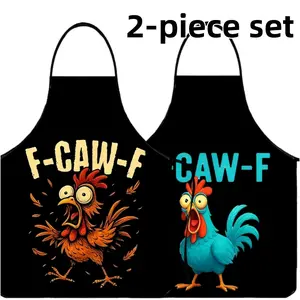 Funny FCAWF Chicken Pattern Apron Set,2 Counts Polyester Kitchen Apron for Cooking,Nails First,Christmas Gift,Valentine's Day Gift, Winter Apron for Women,Nails Design Tool,Nail Tech,Nails Art,