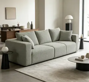 3-Piece Oversized Modular Deep-Seat All-Foam Sectional Sofa, Soft Textured Fabric Indoor Living Room Couch, Tool-Free Assembly, Apartment-Friendly Low Profile, 111"×37"×23.6"