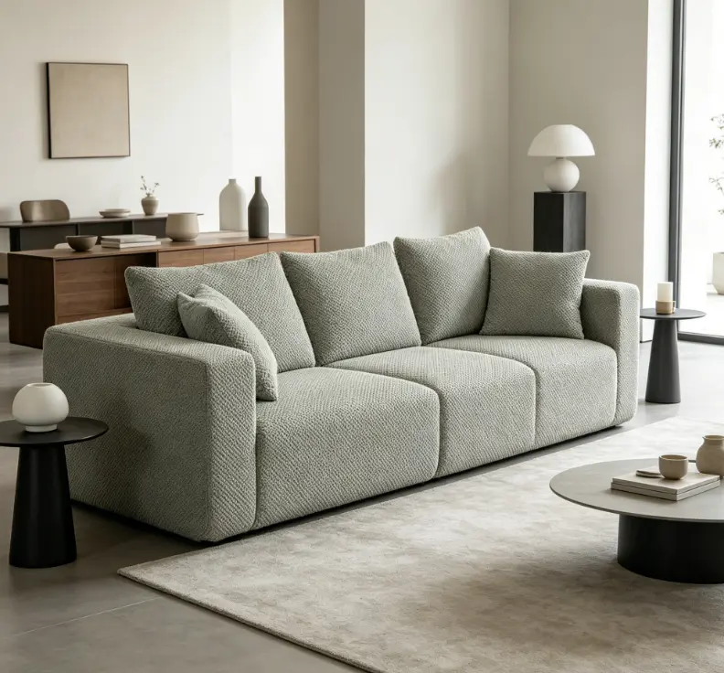 3-Piece Oversized Modular Deep-Seat All-Foam Sectional Sofa - Sofas Living Room, Soft Textured Fabric Indoor Couch, MDF Board, Hidden Handle Ease, Smooth Slide Drawers, Waterproof Surface, Tool-Free Assembly, Apartment-Friendly Low Profile, 111"×37"×23.6"