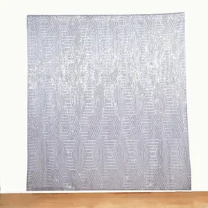 Silver Geometric Sequin Backdrop Drape Curtain with Satin Backing, Seamless Opaque Sparkly Photo Booth Event Divider Panel in Diamond Glitz Pattern - 8ftx8ft