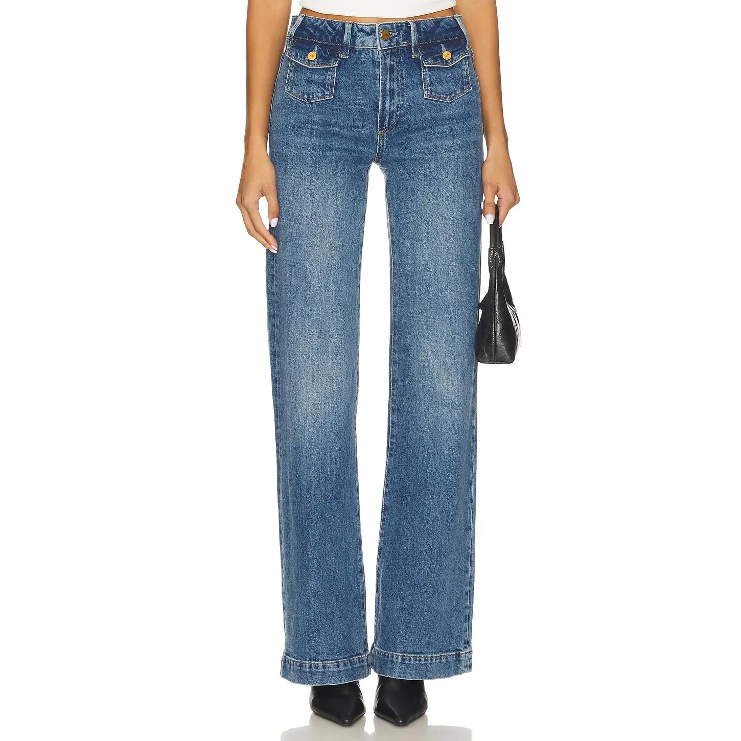 PAIGE Leenah Wide Leg Jeans in Coventry