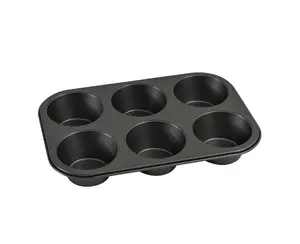 6-Cup Jumbo Muffin Pan Gray Carbon Steel Non-Stick Bakeware with 3.4-Inch Cups for Muffins Cupcakes & Desserts Ideal for Baking Enthusiasts