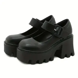 [British Style Mary Jane] Comfy Closed Toe Mary Jane Shoes - Women's British Style Buckle Strap Platform Shoes Footwear Girl