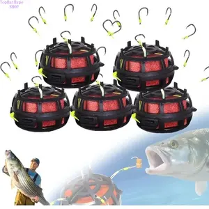 6 Hook Anti-Snag Fishing Rig with Bait Cage, Heavy-Duty Carp Feeder Rig, Wear-Resistant Anti-Tangle Design, High Capture Rate Carp Fishing Accessories, Professional Pre-Tied Feeder Rig for Big Carp Freshwater Angling