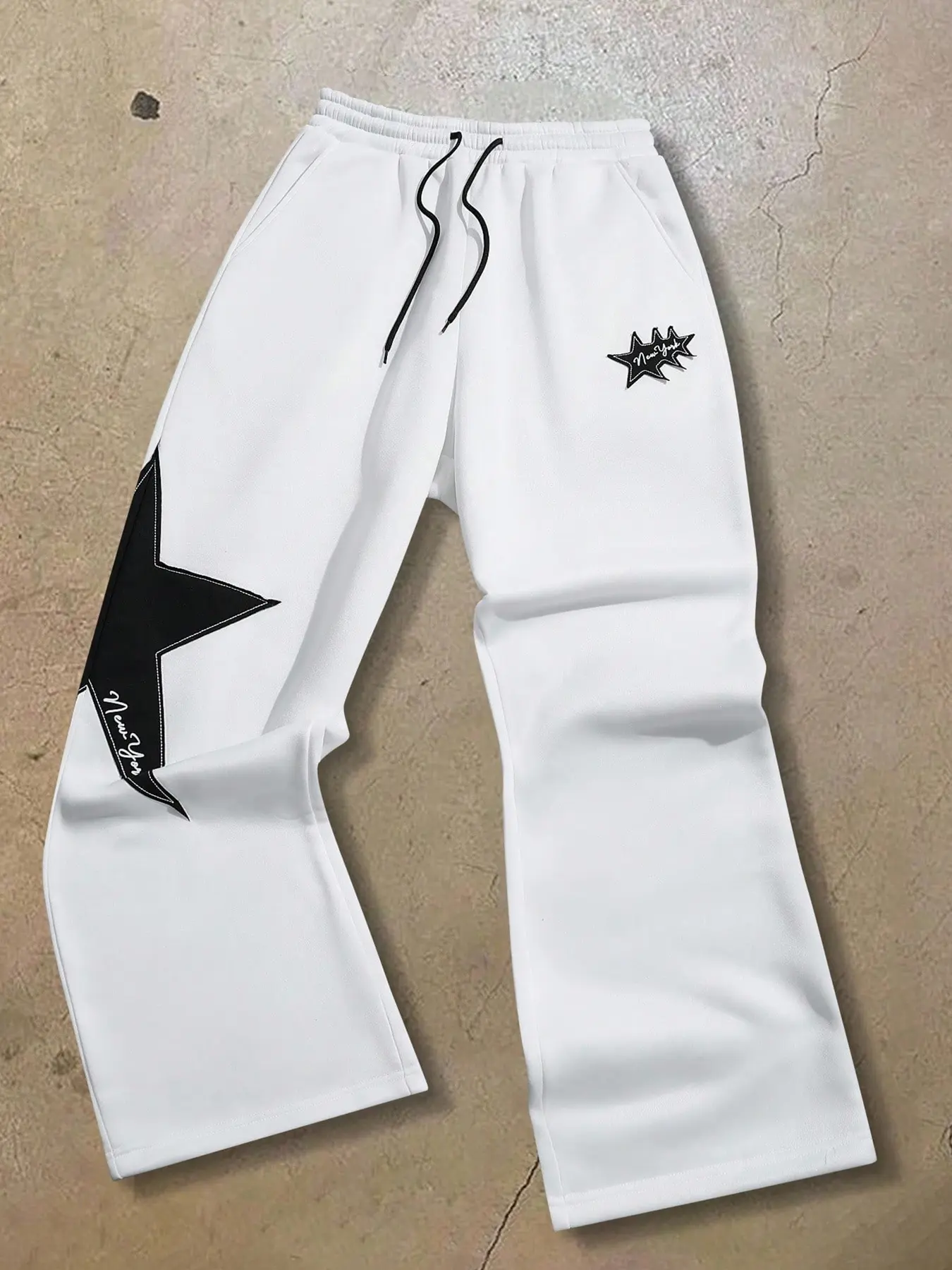Men's Casual Star Print Joggers with Drawstring Waist and Side Pockets, Long Loose Fit Sporty Pants for Gym, Husband Gift