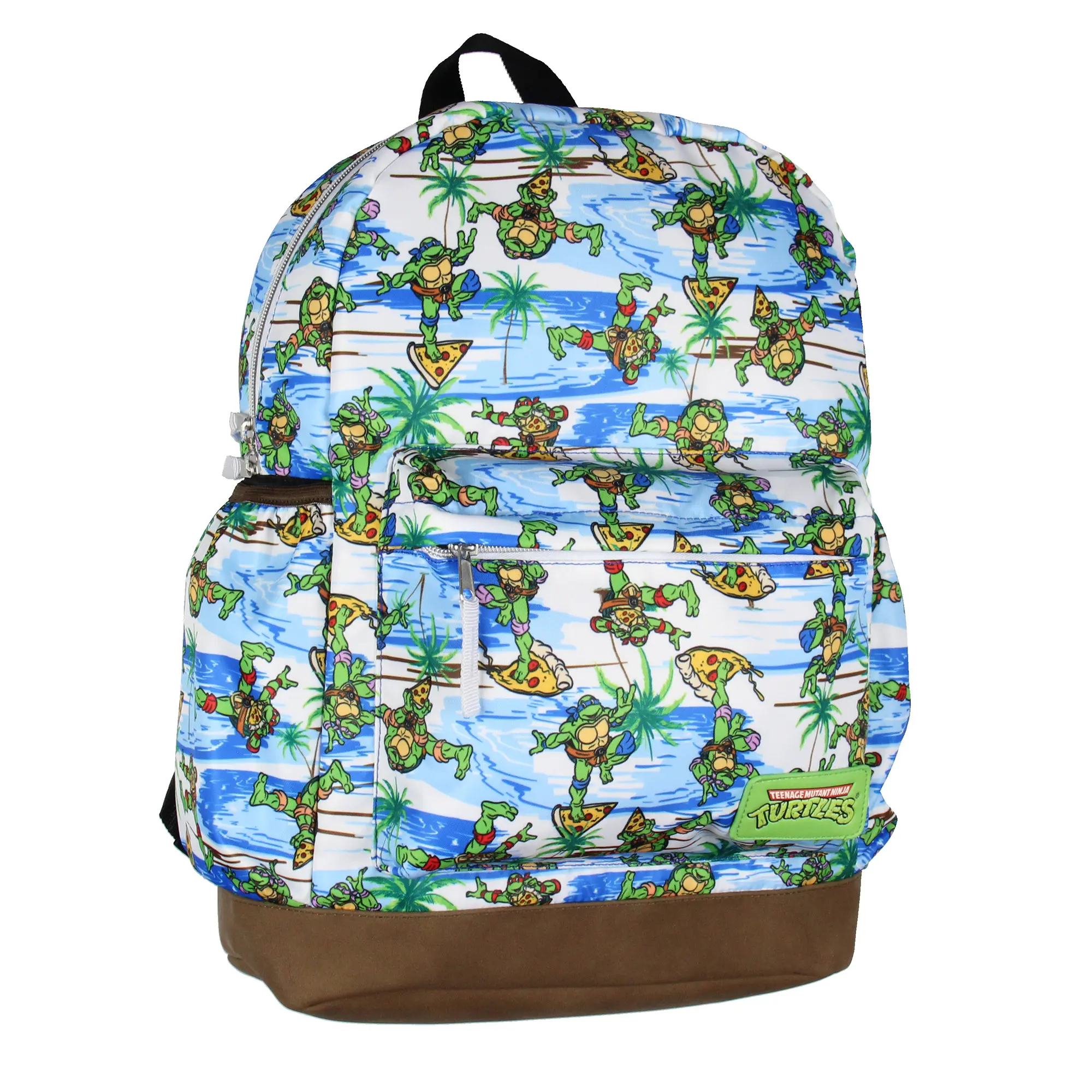 Teenage Mutant Ninja Turtles TMNT Pizza Fun School Travel Backpack With Faux Leather Bottom