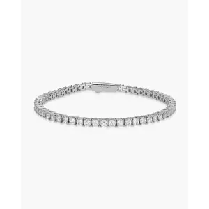 JAXXON Tennis Bracelet Square Cut 3mm - Silver - Rhodium Bonded for Durability