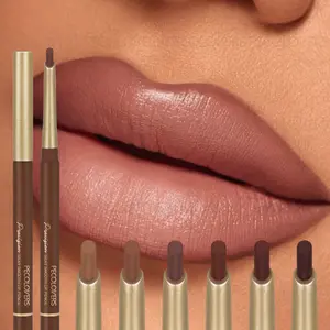 6pcs/set Waterproof Matte Brown Lip Liner, Long-lasting Non-stick Cup Moisturizing Lips, Silky, Three-dimensional Lip Shape, Halloween Christmas Gift, Lip Liner Pencils